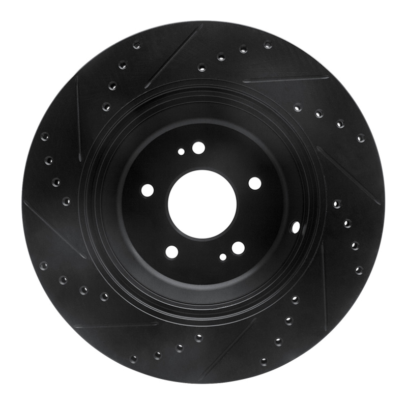 Genesis G90 Brake Rotor (1) - Rear Right - R1 Concepts - Drilled & Slotted - Black - `17-`19
